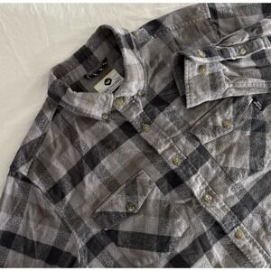 Fayettechill Mens Size XL Gray‎ & Black Plaid Button Down Flannel Shirt